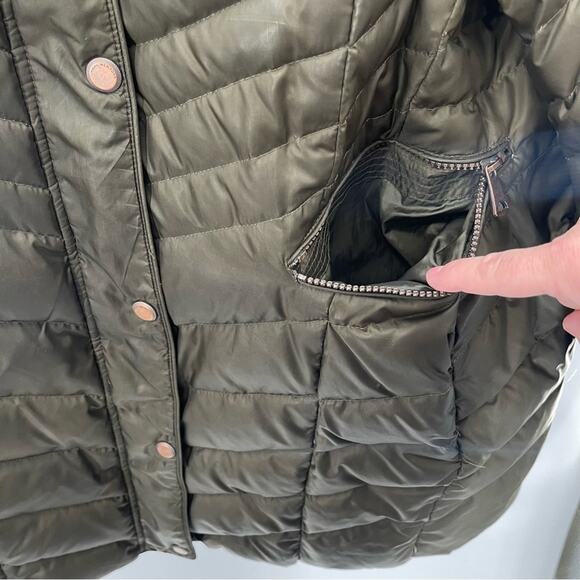 Marc New York Down Feather Quilted Puffer Long Line Jacket Army Green Size 2X - Picture 7 of 12